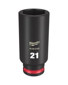 MLW49-66-6162 image(0) - Milwaukee Tool SHOCKWAVE Impact Duty 3/8"Drive 21MM Deep 6 Point Socket