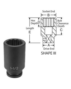 GRE3164D image(0) - Grey Pneumatic 3/4" Drive x 2" Deep - 12 Point