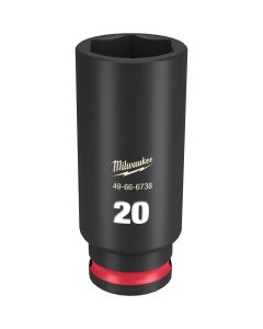 MLW49-66-6738 image(0) - Milwaukee Tool SHOCKWAVE Impact Duty 3/8"Drive 20MM Deep 6 Point Socket