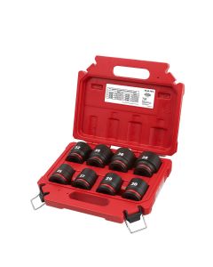 MLW49-66-7019 image(0) - Milwaukee Tool 8PCSHOCKWAVE Impact Duty 3/4" Drive Metric Standard 6 Point Socket Set