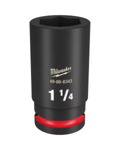 MLW49-66-6343 image(0) - Milwaukee Tool SHOCKWAVE Impact Duty  3/4"Drive 1-1/4" Deep 6 Point Socket