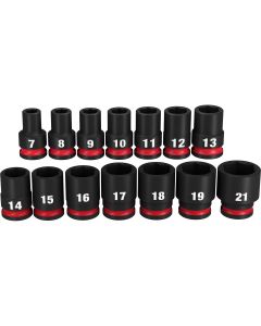 MLW49-66-7007 image(0) - Milwaukee Tool 14PC SHOCKWAVE Impact Duty 3/8" Drive Metric Standard 6 Point Socket Set