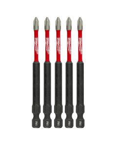 MLW48-32-4565 image(0) - Milwaukee Tool #1 Phillips SHOCKWAVE Impact 3-1/2" Power Bits (5 pk)