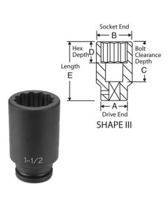 GRE3168D image(0) - SOC 2-1/8 3/4D IMP 12PT DP BLK