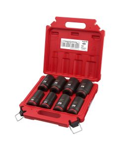 MLW49-66-7020 image(0) - Milwaukee Tool 8PCSHOCKWAVE Impact Duty 3/4" Drive Metric Deep 6 Point Socket Set