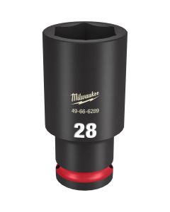 MLW49-66-6289 image(0) - Milwaukee Tool SHOCKWAVE Impact Duty  1/2"Drive 28MM Deep 6 Point Socket