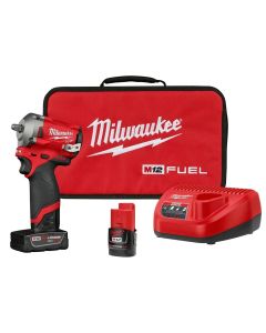 MLW2554-22 image(0) - Milwaukee Tool M12 FUEL 3/8" Stubby Impact Wrench  Kit