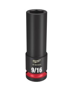 MLW49-66-6223 image(0) - Milwaukee Tool SHOCKWAVE Impact Duty  1/2"Drive 9/16" Deep 6 Point Socket